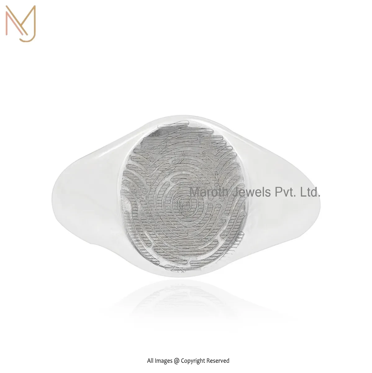 14K White Gold Fingerprint Ring Custom Jewelry