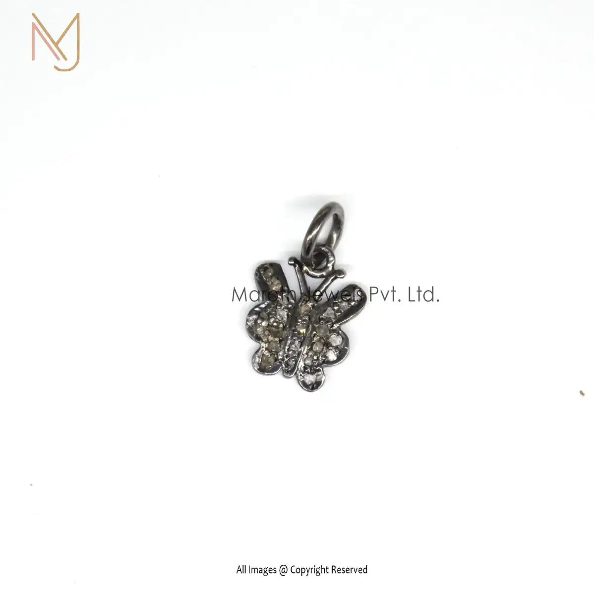 Wholesale 925 Silver Black Rhodium Plated Pave Diamond Charms Pendant