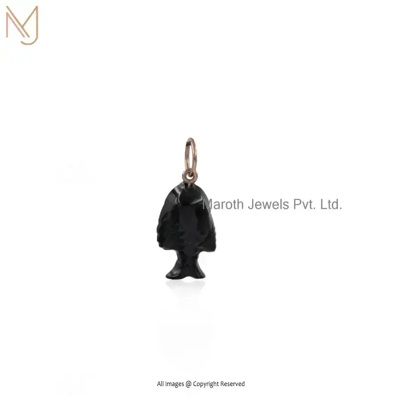 925 Silver Rose Gold Plated Black Onxy Fish Charm Pendant Manufacturer