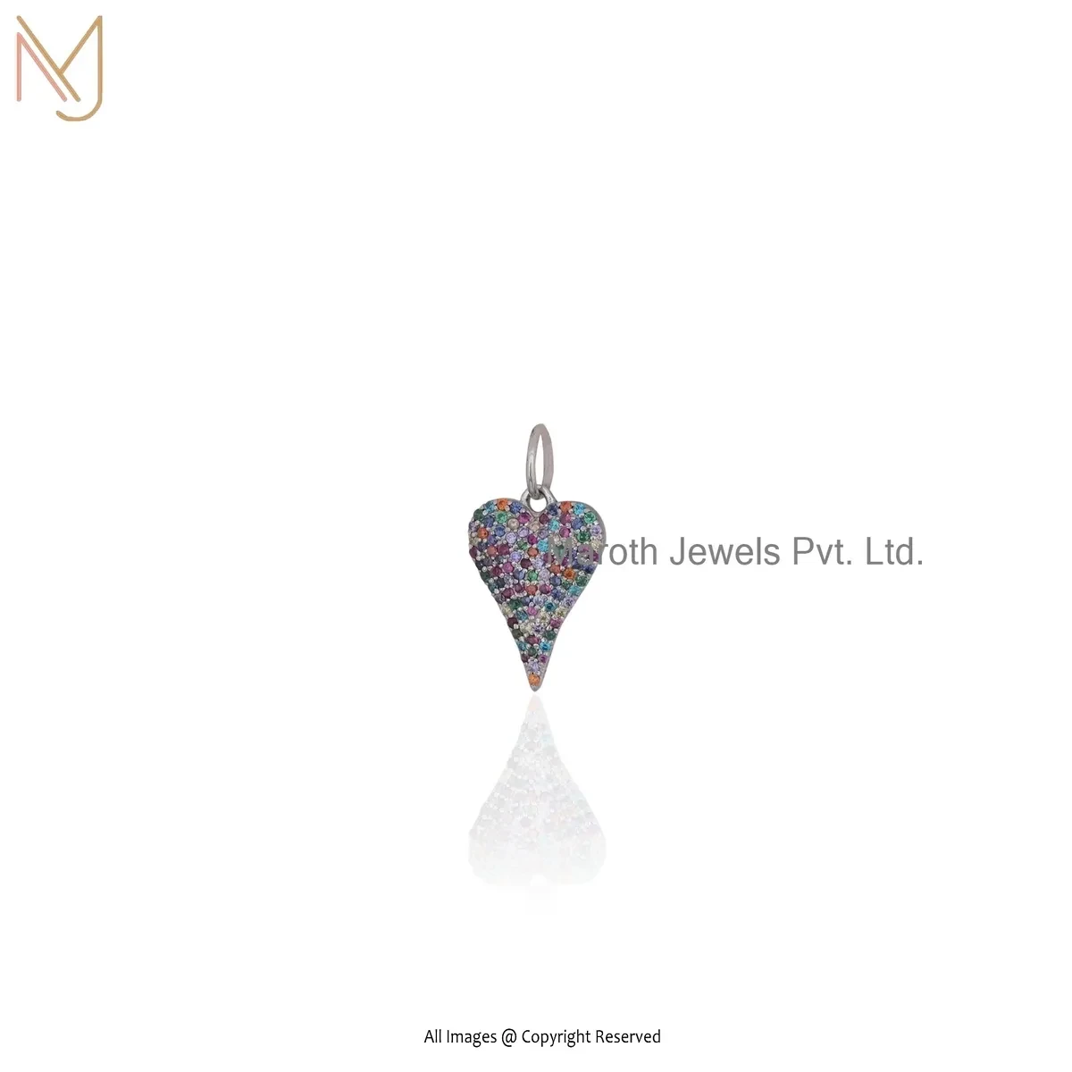 14K Yellow Gold Multi Gemstone Heart Pendant Custom Jewelry