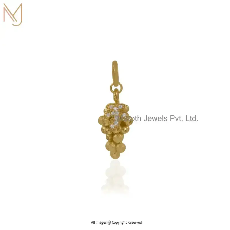 14K Yellow Gold Cubic Zircon Grape Charm Pendant Manufacturer