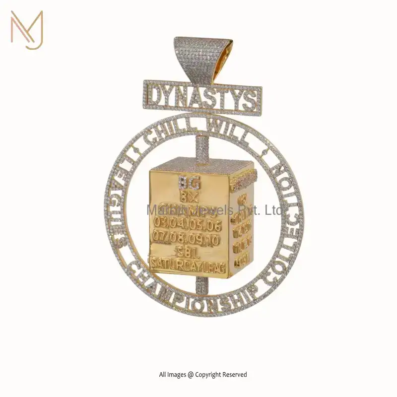 925 Silver Yellow Gold Plated Cubic Zircon Featured Charm Pendant Manufacturer