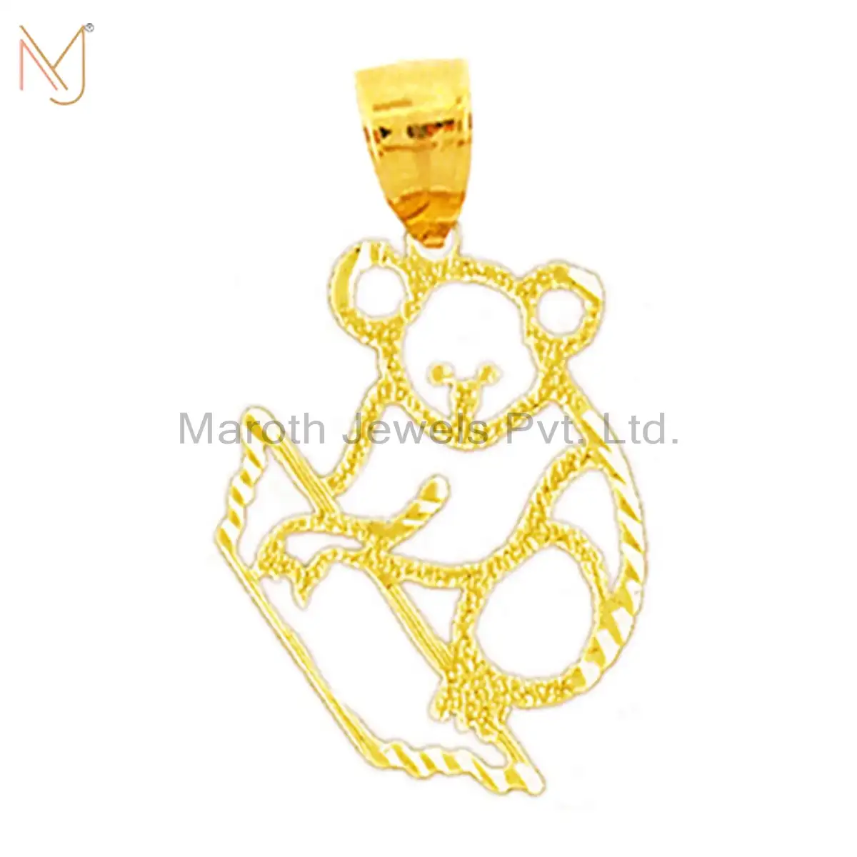 925 Silver Yellow Gold Plated Cut-Out Koala Charm Pendant Jewelry Manufacturer