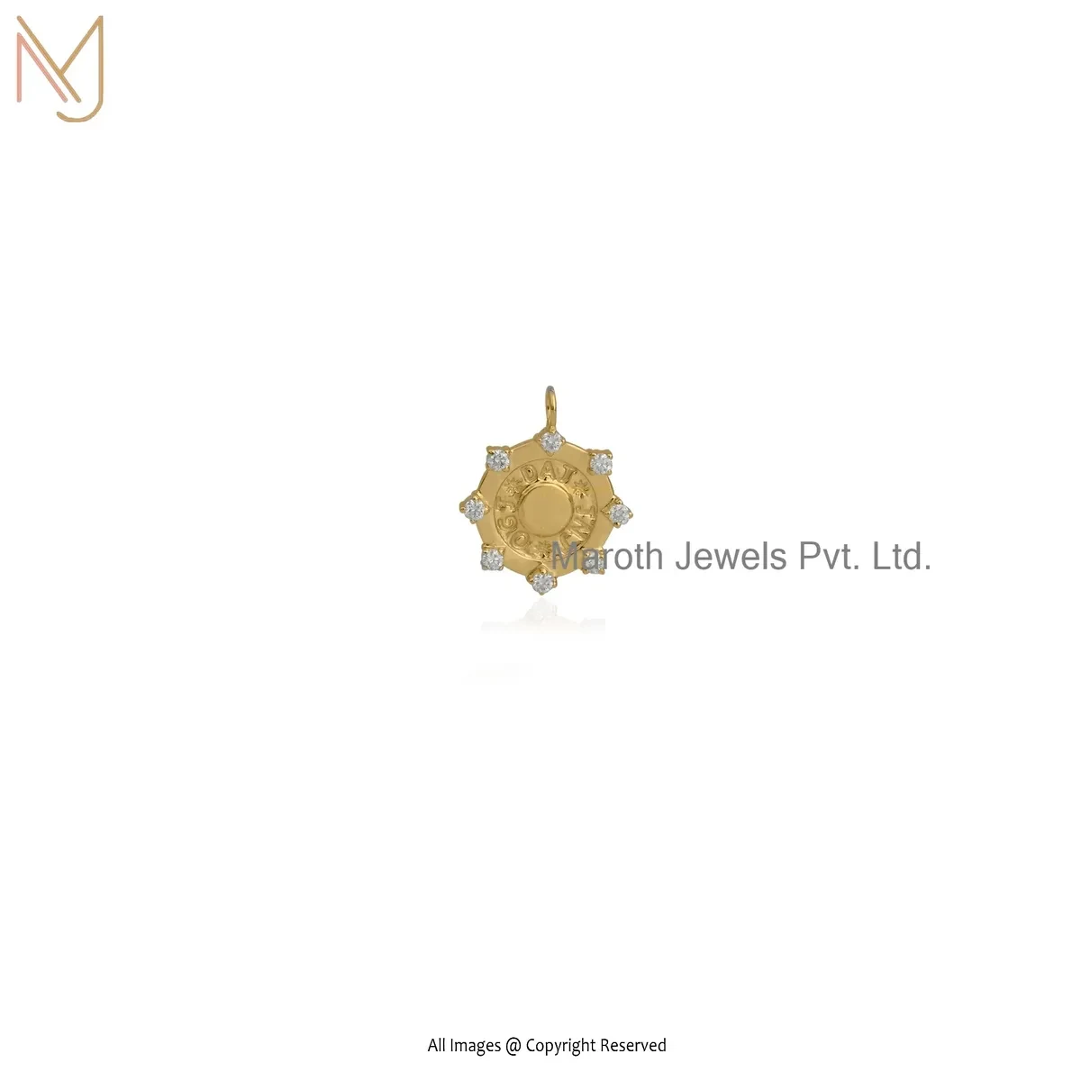 14K Yellow Gold Moissanite Disc Pendant Custom Jewelry