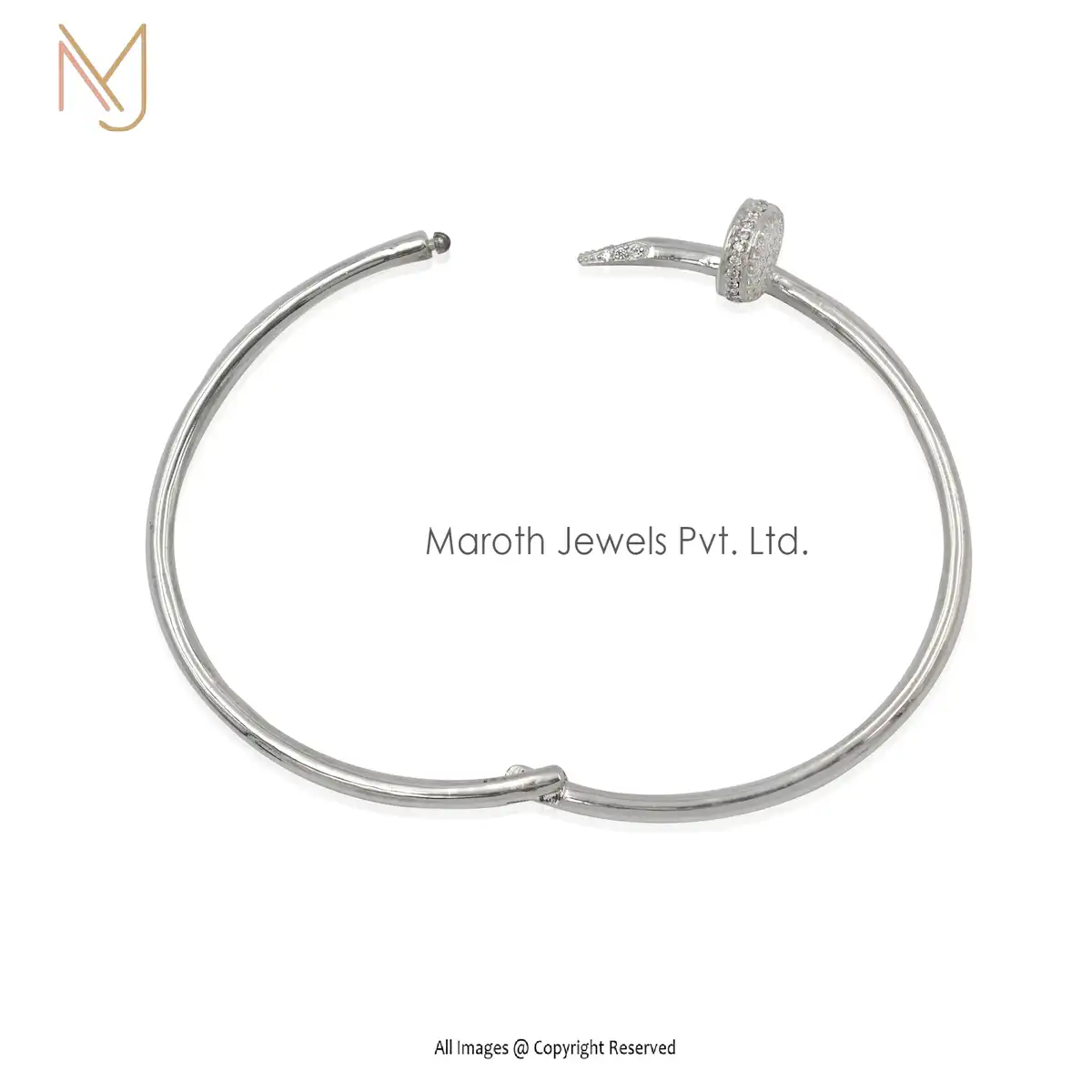 Wholesale 925 Silver Yellow Gold Pave Diamond Screw Bangle Jewelry