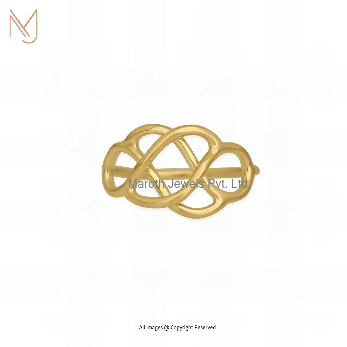 925 Sterling Silver Yellow Gold Plated Knot Ring Jewelry Supplier