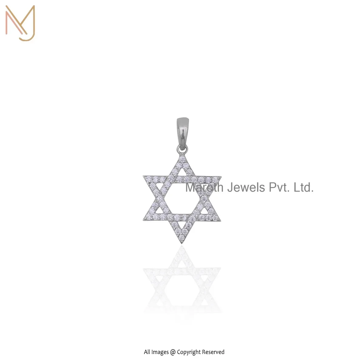 925 Silver Natural Silver Plated Cubic Zircon Star Pendant Manuafcturer