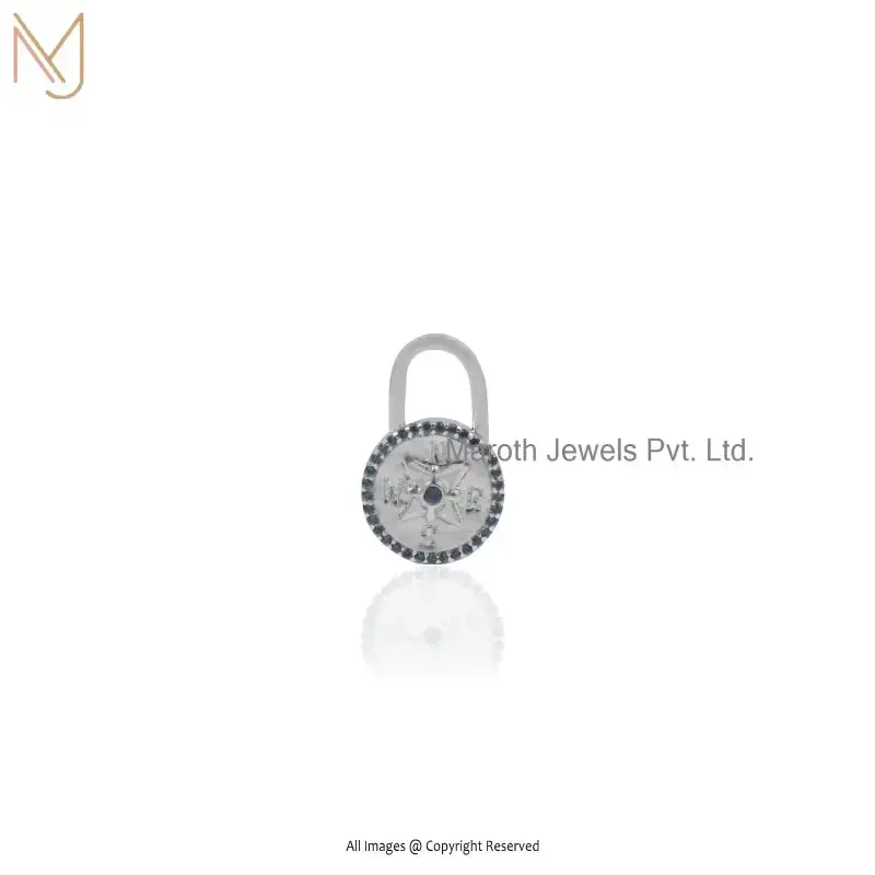 925 Silver Yellow Gold Plated Cubic Zircon Padlock Pendant Manufacturer