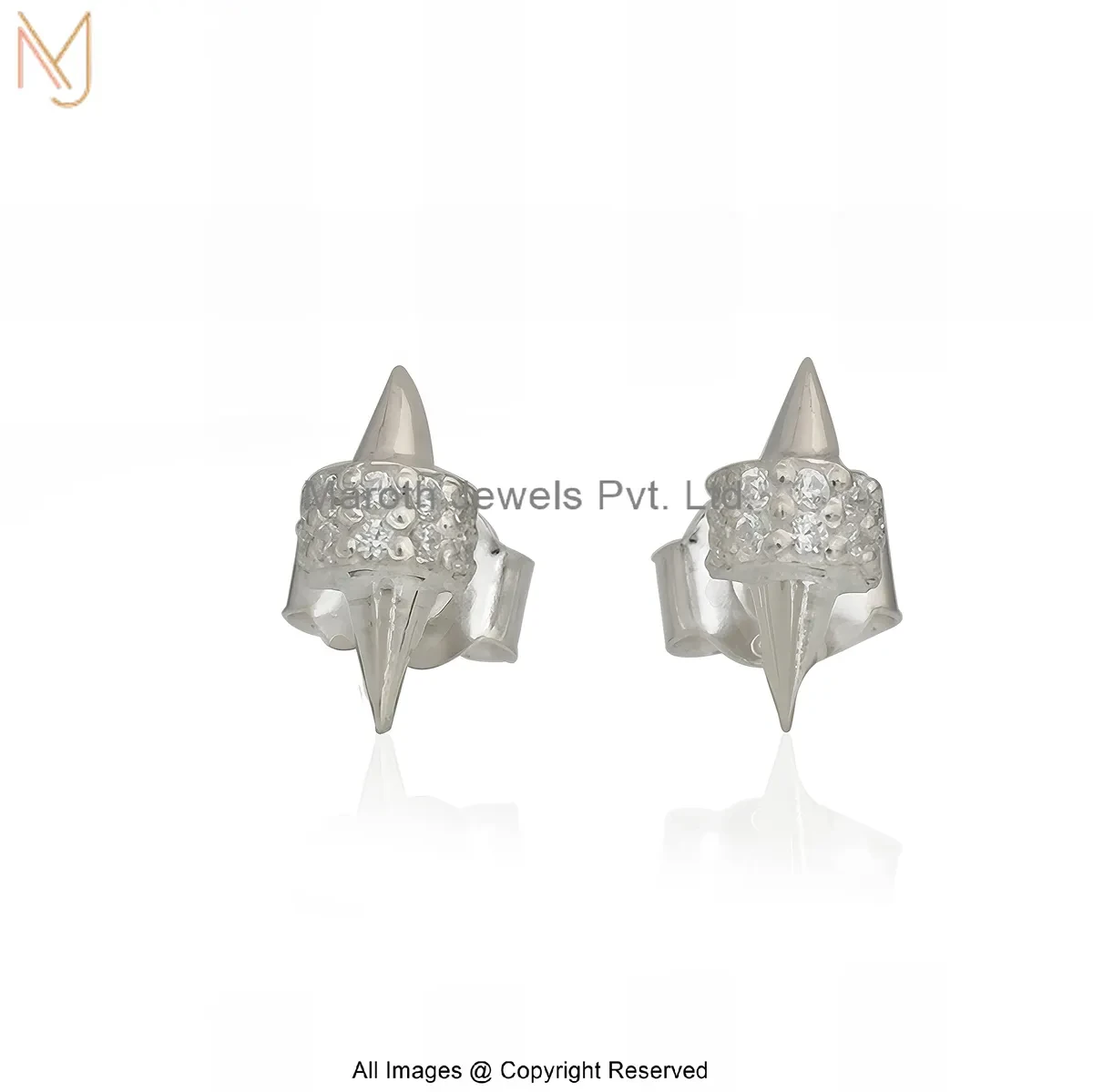 925 Silver Natural Silver Plated Cubic Zircon Spike Stud Earring Jewelry Supplier
