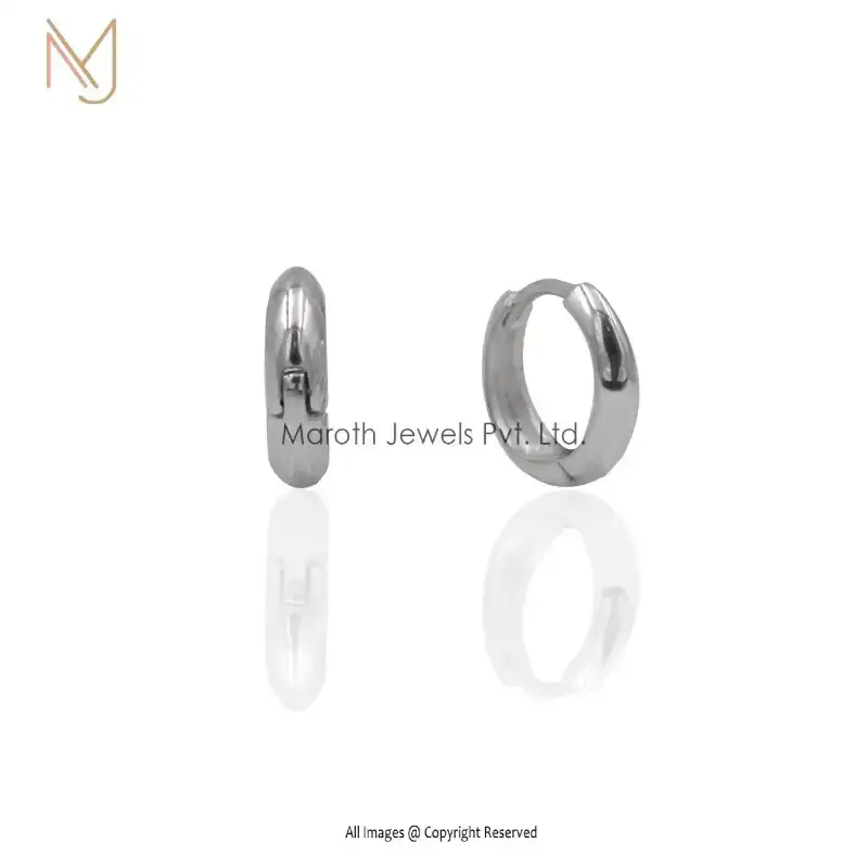 925 Natural Silver Tapered Hoop Earrings Huggies Jewelry Manufacturer