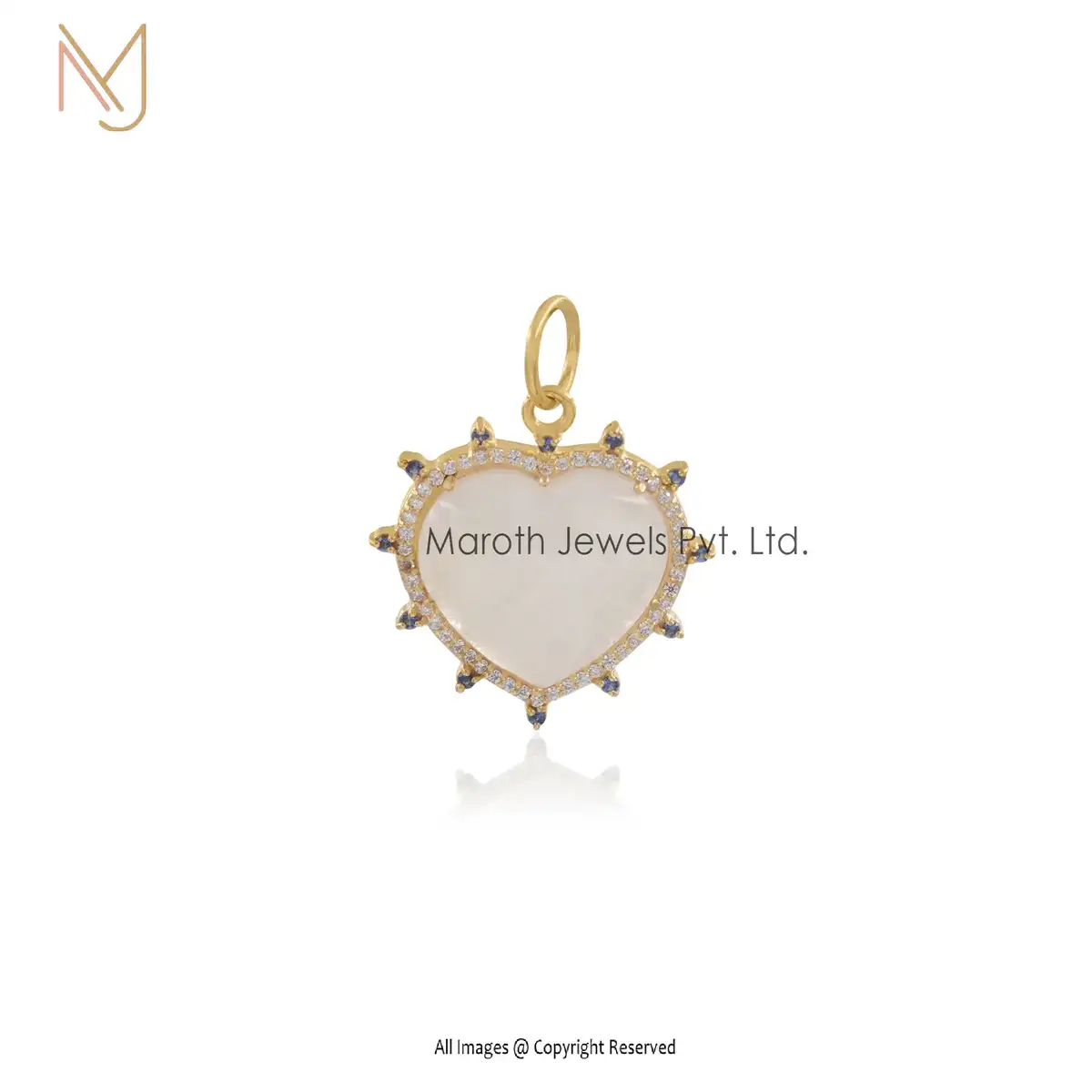 925 Silver Natural Silver Plated Amethyst And White CZ Heart Charm Pendant Custom Jewelry