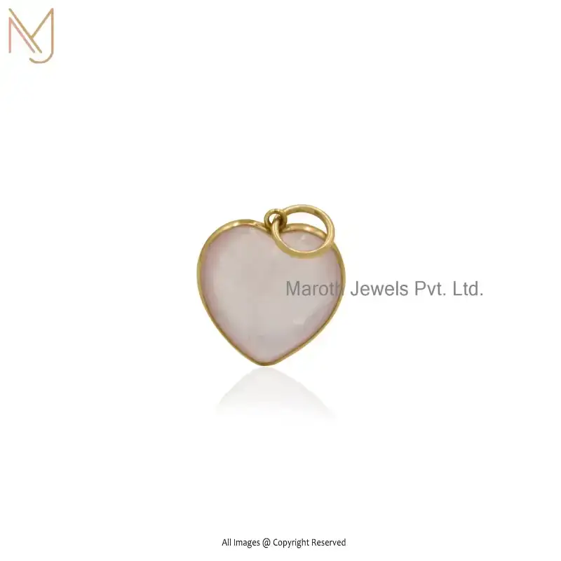 14K Yellow Gold Malachite Gemstone Heart Pendant Manufacturer