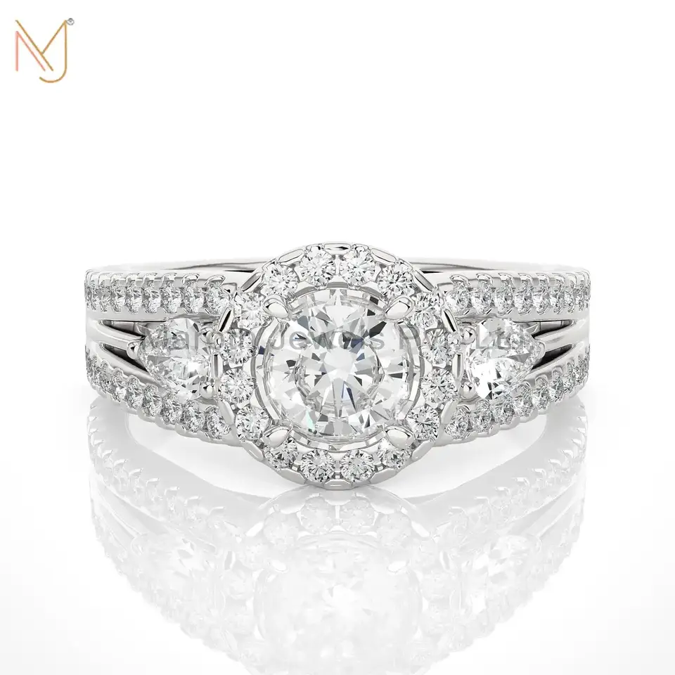 925 Silver Yellow Gold Moissanite Diamond Round Pear Ring Custom Jewelry