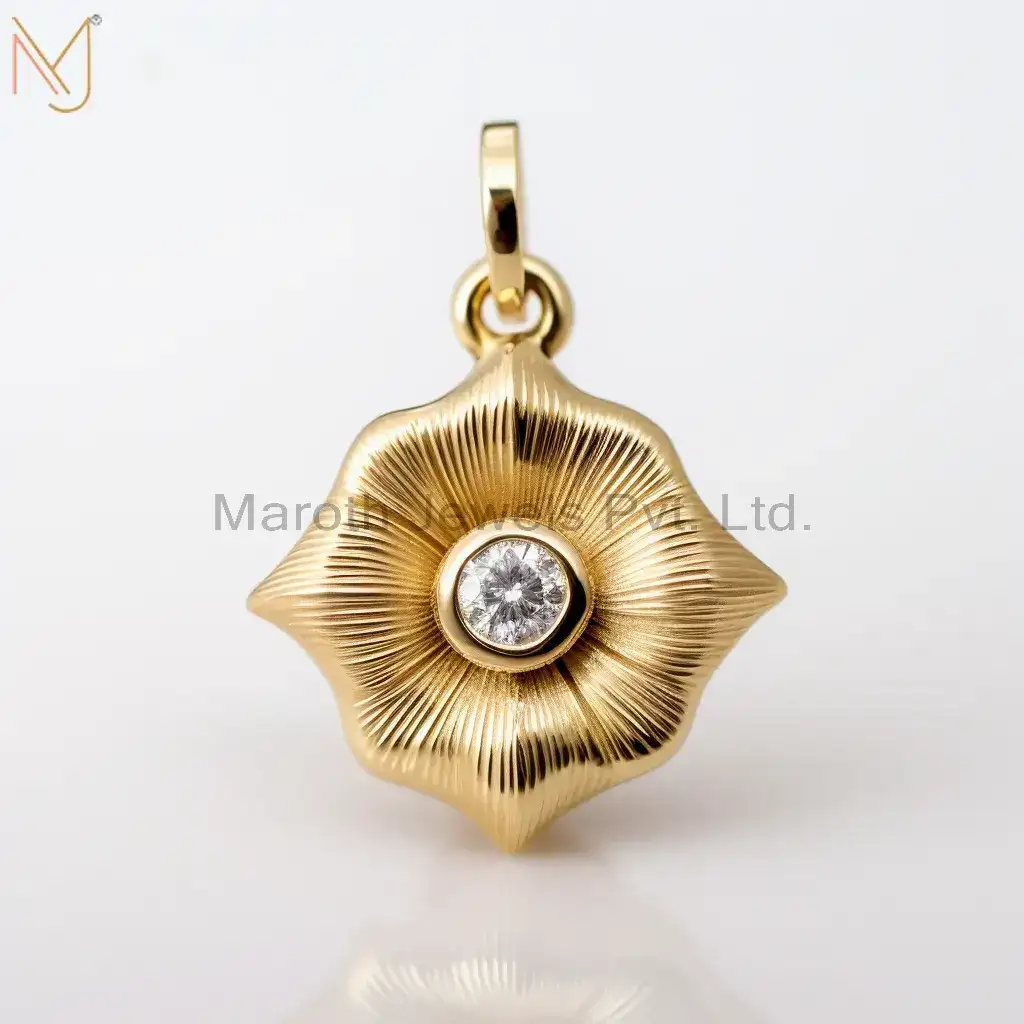 Private Lable 925 Sterling Silver Yellow Gold Moissanite Diamond Pendant Jewelry