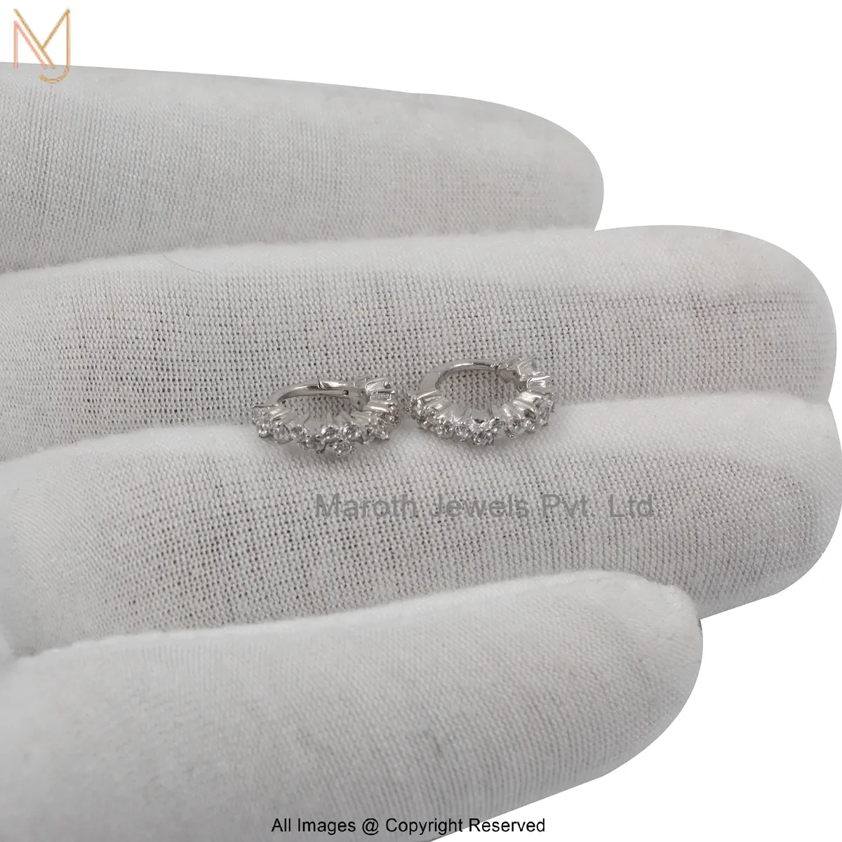 925 Silver Yellow Gold Plated Cubic Zircon Diamond Huggie Earring Custom Jewelry