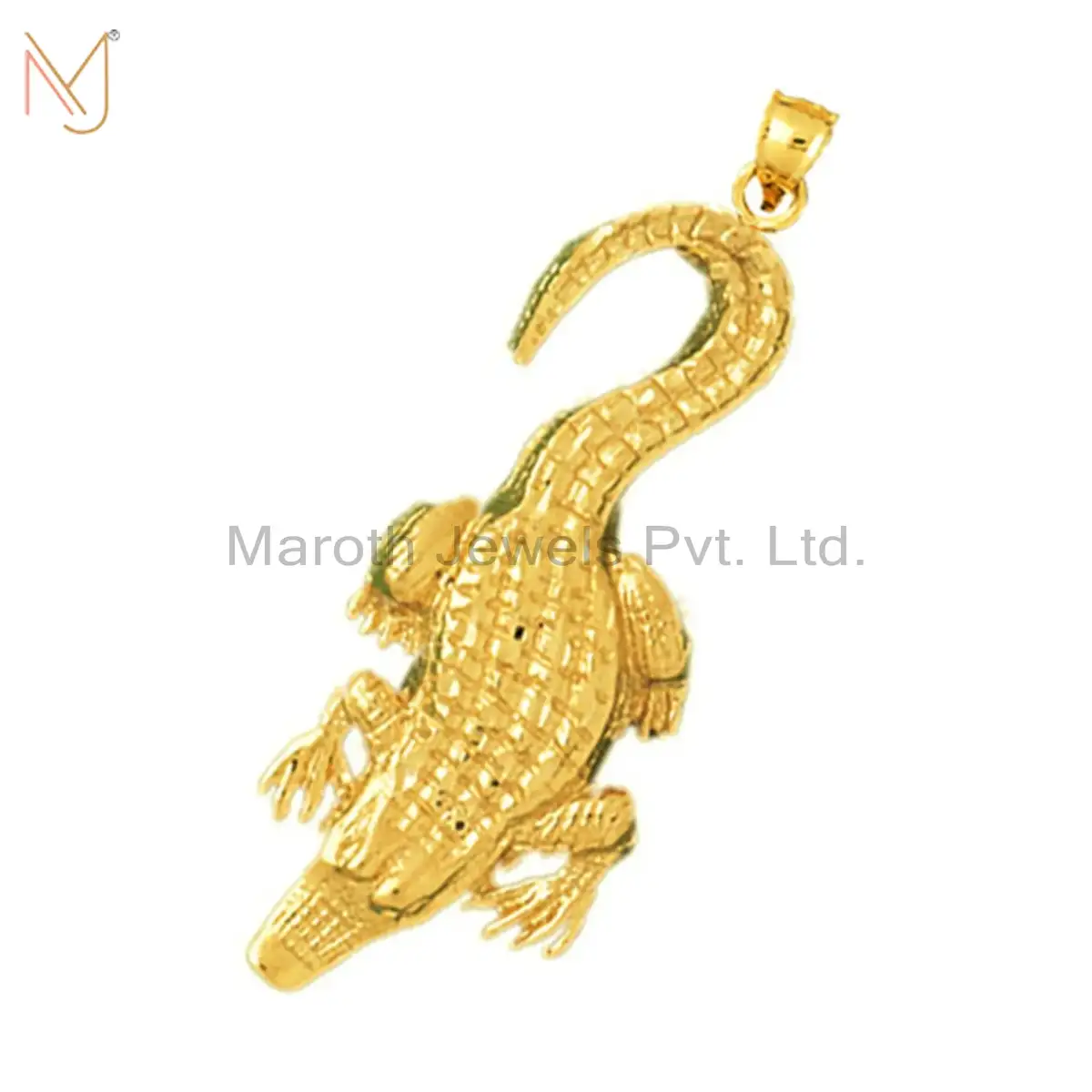 Wholesale 925 Silver Yellow Gold Plated Long Alligator Charm Pendant Jewelry