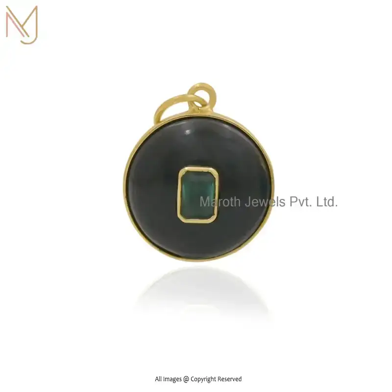 925 Silver Yellow Gold Plated Amethyst And Pink Topaz Ball Pendant Jewelry Supplier