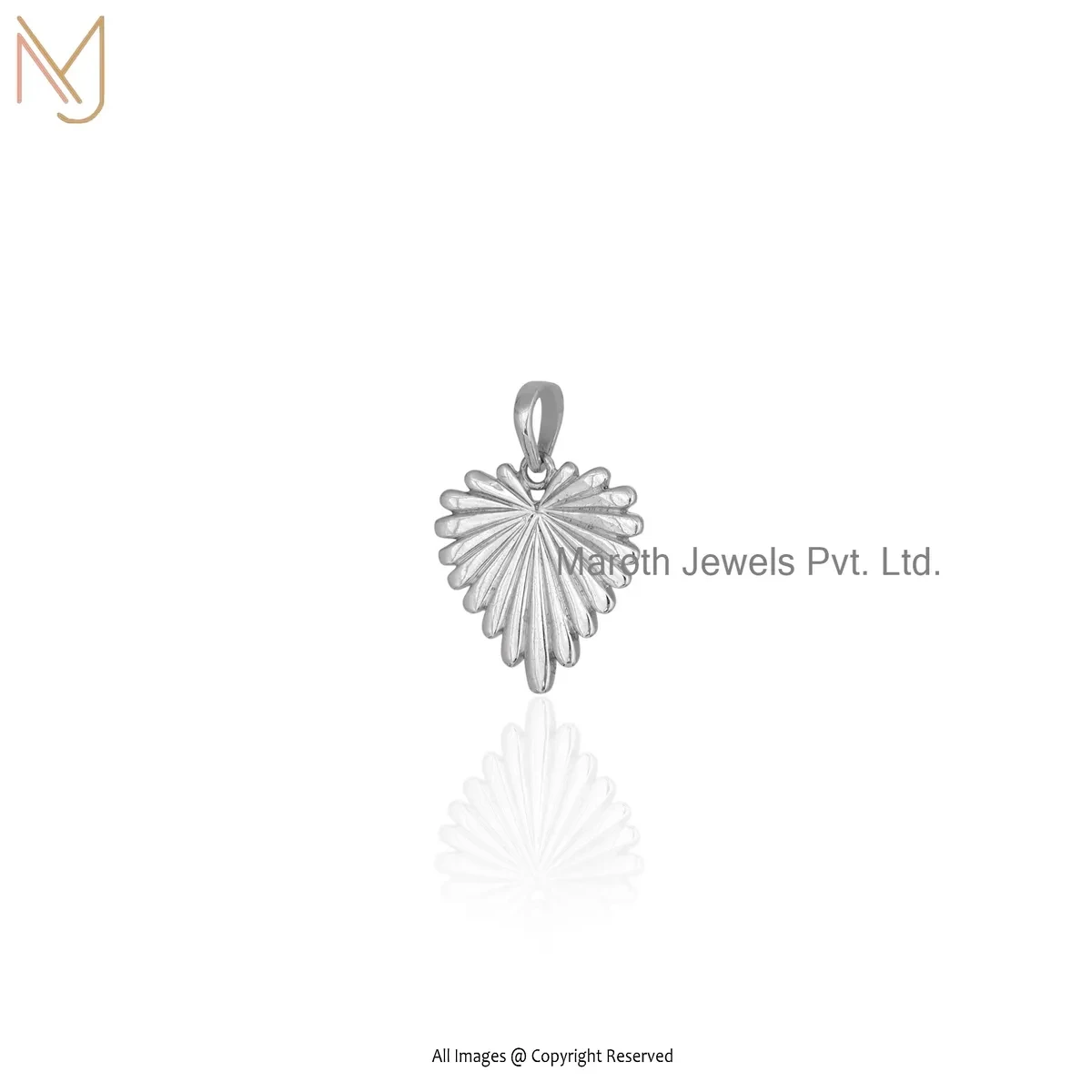 14K Yellow Gold Fluted Heart Pendant Jewelry Supplier