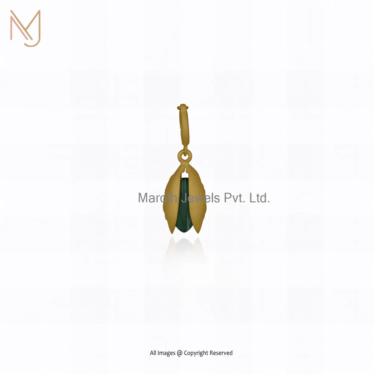 14K Yellow Gold Malachite Pistachio Pendant Jewelry Supplier