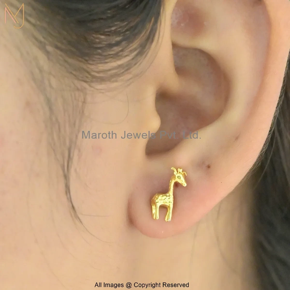 14K Yellow Gold Ziraffe Stud Earring Jewelry Supplier