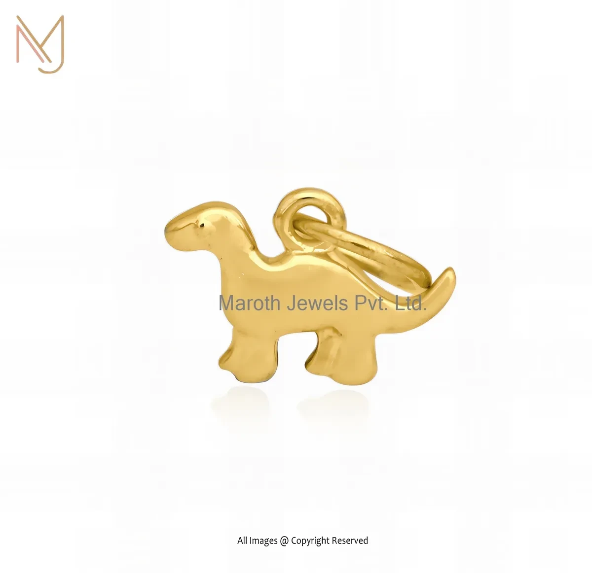 14K Yellow Gold Brontosaurus Charm Pendant Custom Jewelry