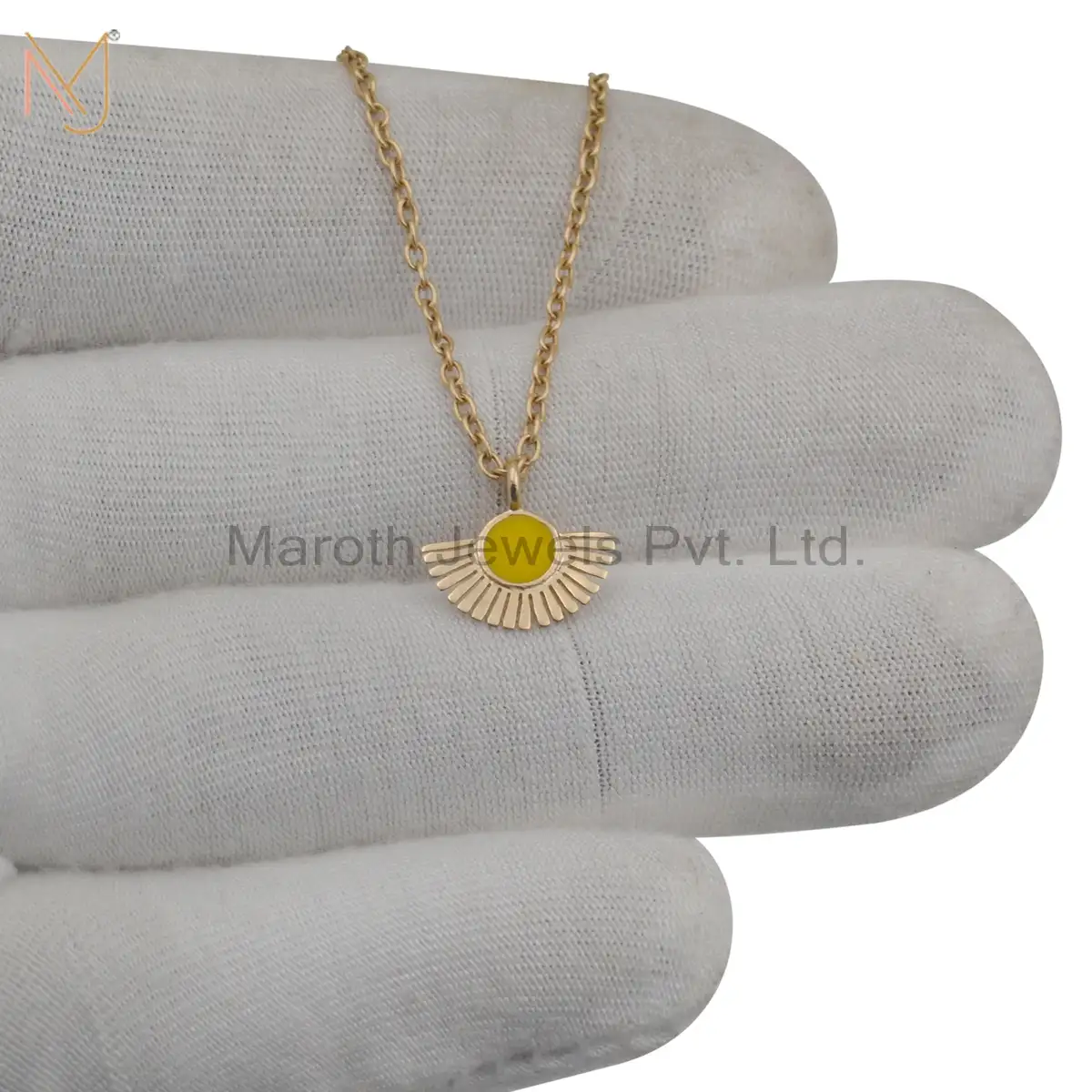 925 Silver Natural Silver Plated Yellow Enamel Charm Pendant Jewelry Manufacturer