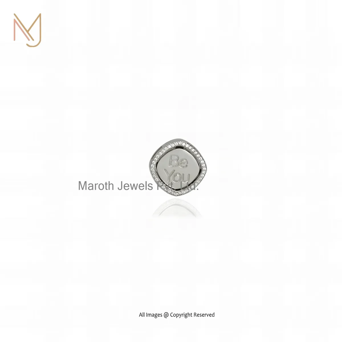 925 Silver White Gold Plated Cubic Zircon "Be You" Letter Pendant Custom Jewelry