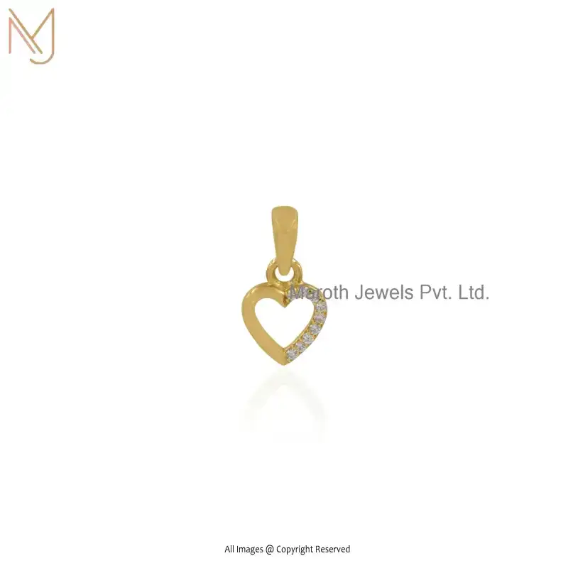 925 Sterling Silver Yellow Gold Plated Heart Design Pendant Manufacturer