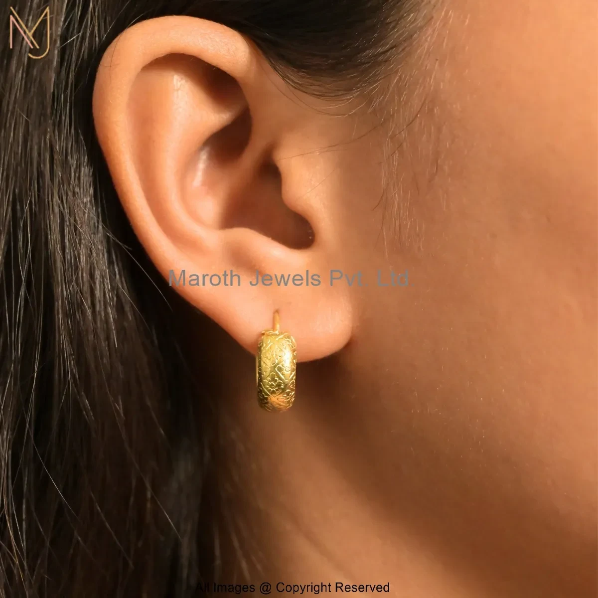 14K Yellow Gold Hoop Earring Custom Jewelry