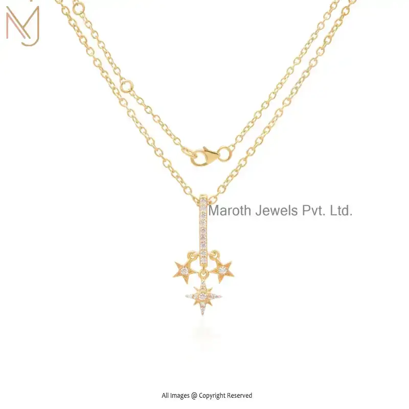 14K Yellow Gold Cubic Zircon Tone Star Pendant Manufacturer