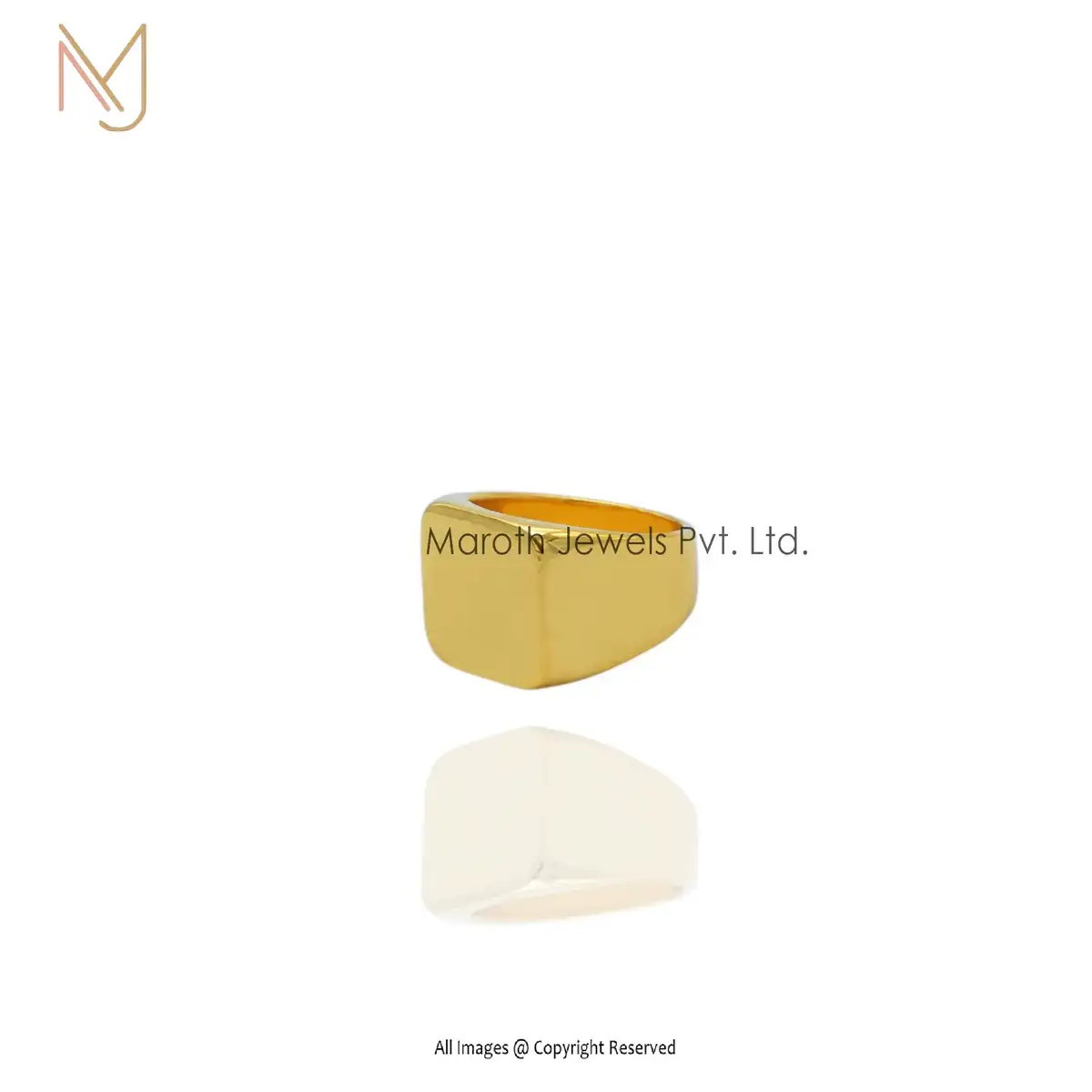 925 Silver Yellow Gold Plated Designer Men's Ring Custom Jewelry