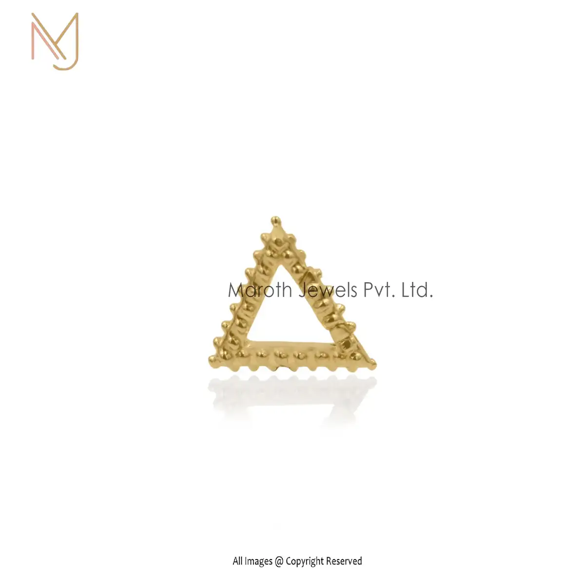 Private label 925 Silver Yellow Gold Plated Triangle Charm Holder