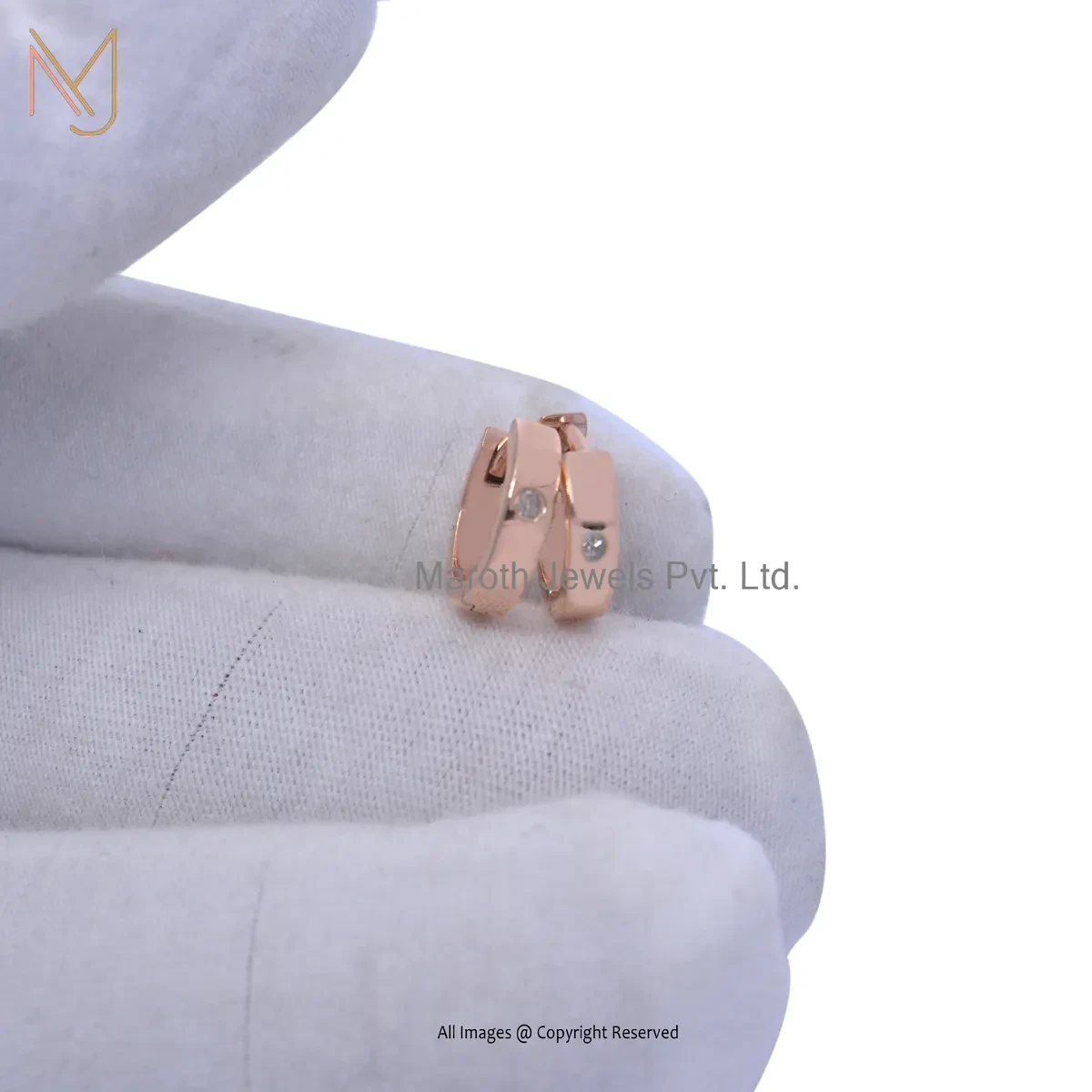 14K Yellow Gold Diamond Huggie Hoop Earring Custom Jewelry