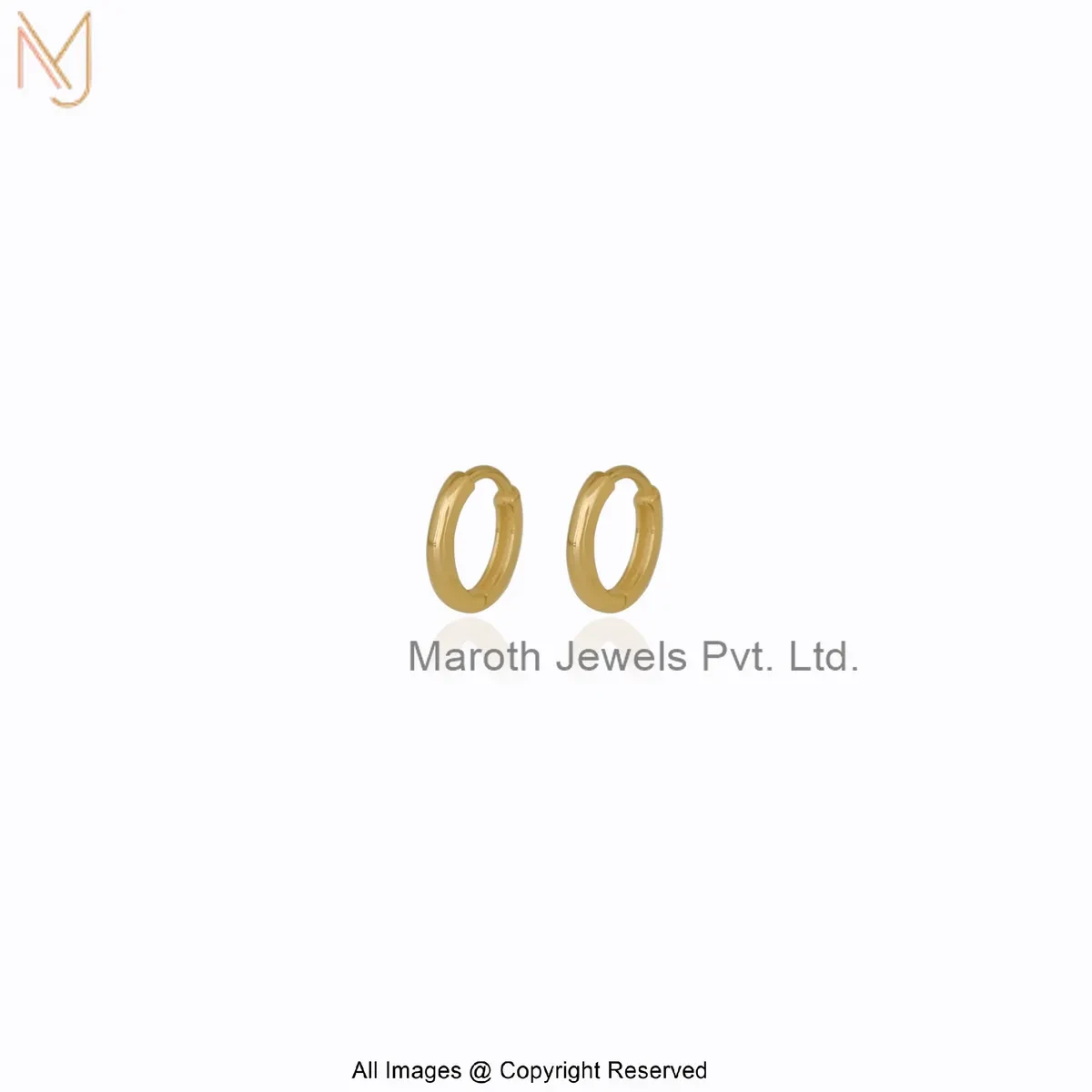 14K Solid Yellow Gold Huggies Hoop Earring Custom Jewelry