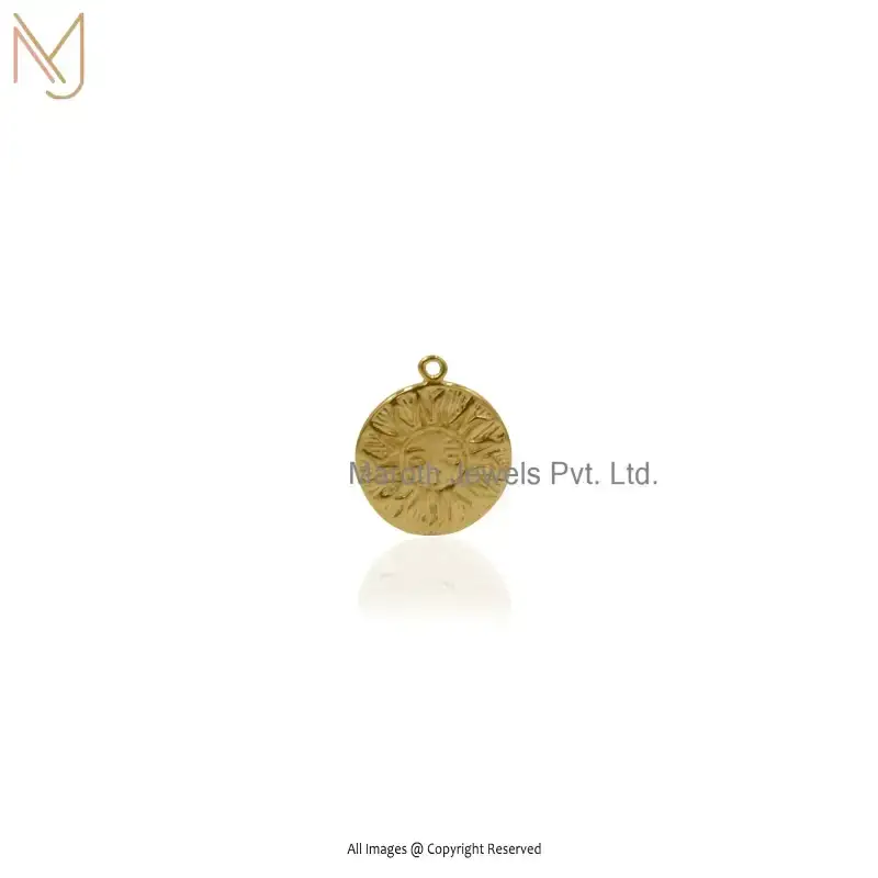 925 Sterling Silver Yellow Gold Plated Round Disc Jewelry Manufacturer