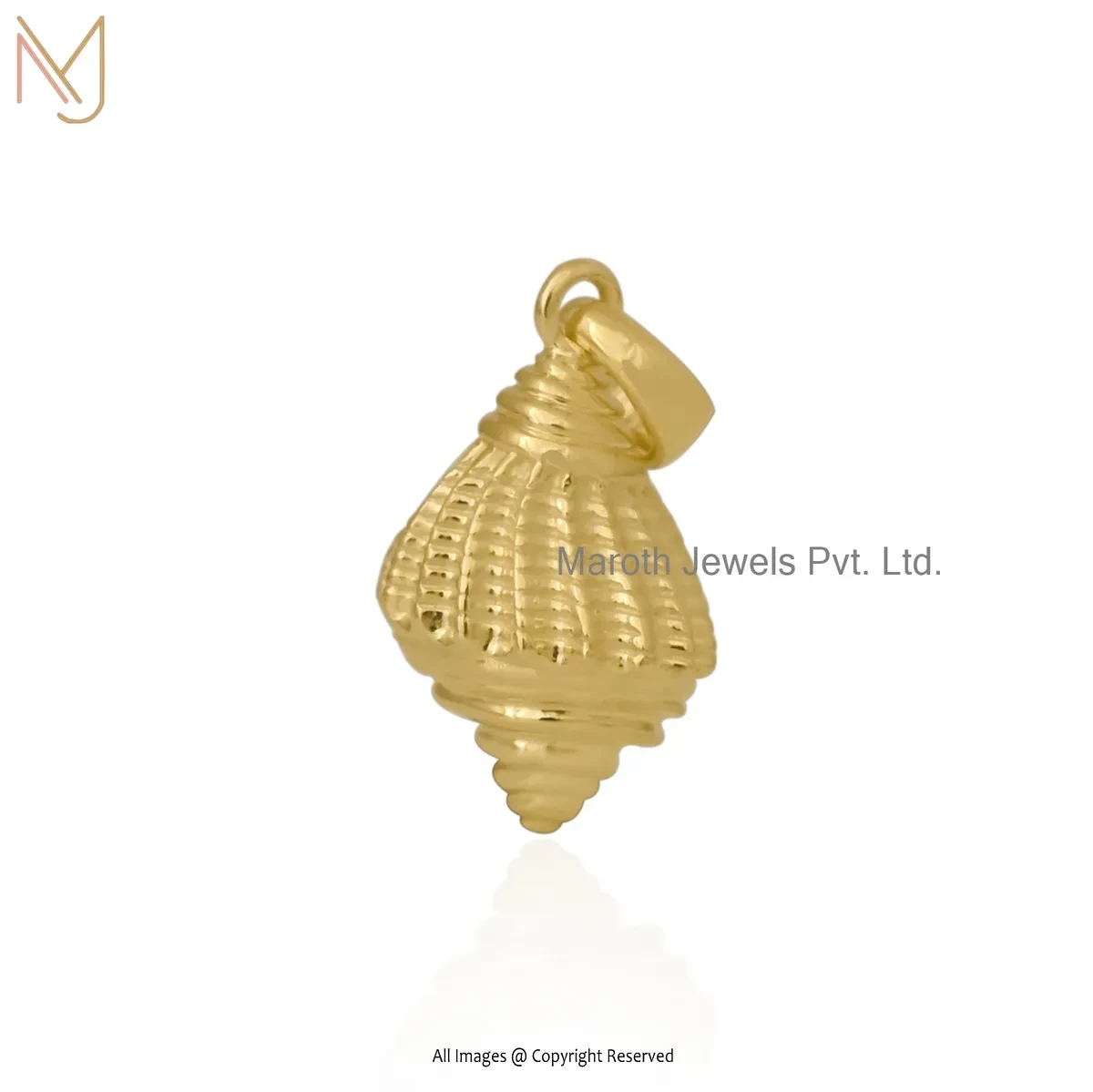 925 Silver Yellow Gold Plated Conch Shell Pendant Jewelry Supplier