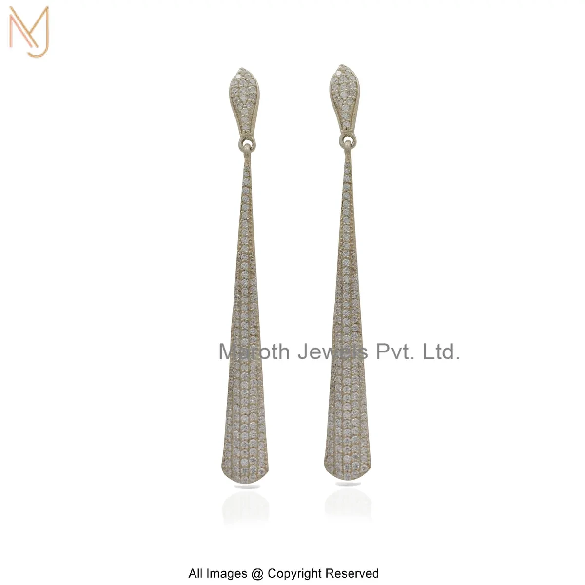 925 Silver Natural Silver Plated Diamond Cubic Zircon Teardrop Earring Manufacturer