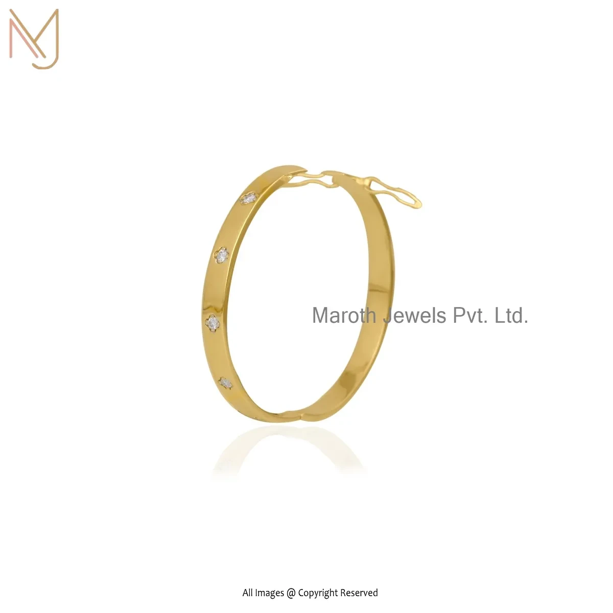 Wholesale 14K Yellow Gold Diamond & Moissanite Flush Set Bangle