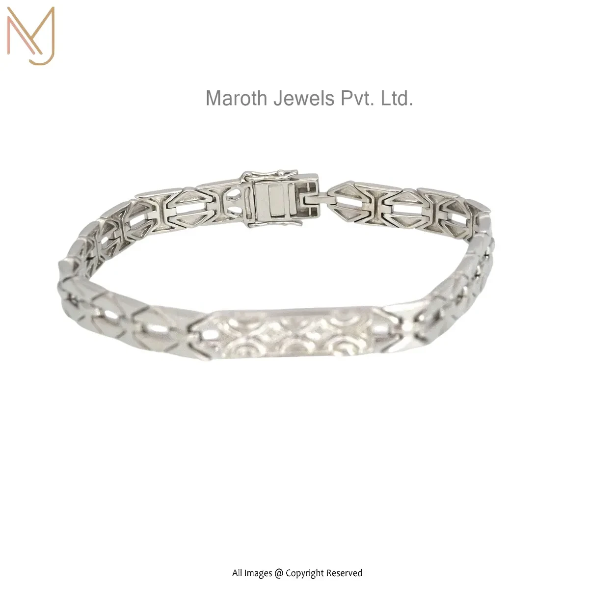 14K White Gold The Orilla Platinum Mens Bracelet Custom Jewelry