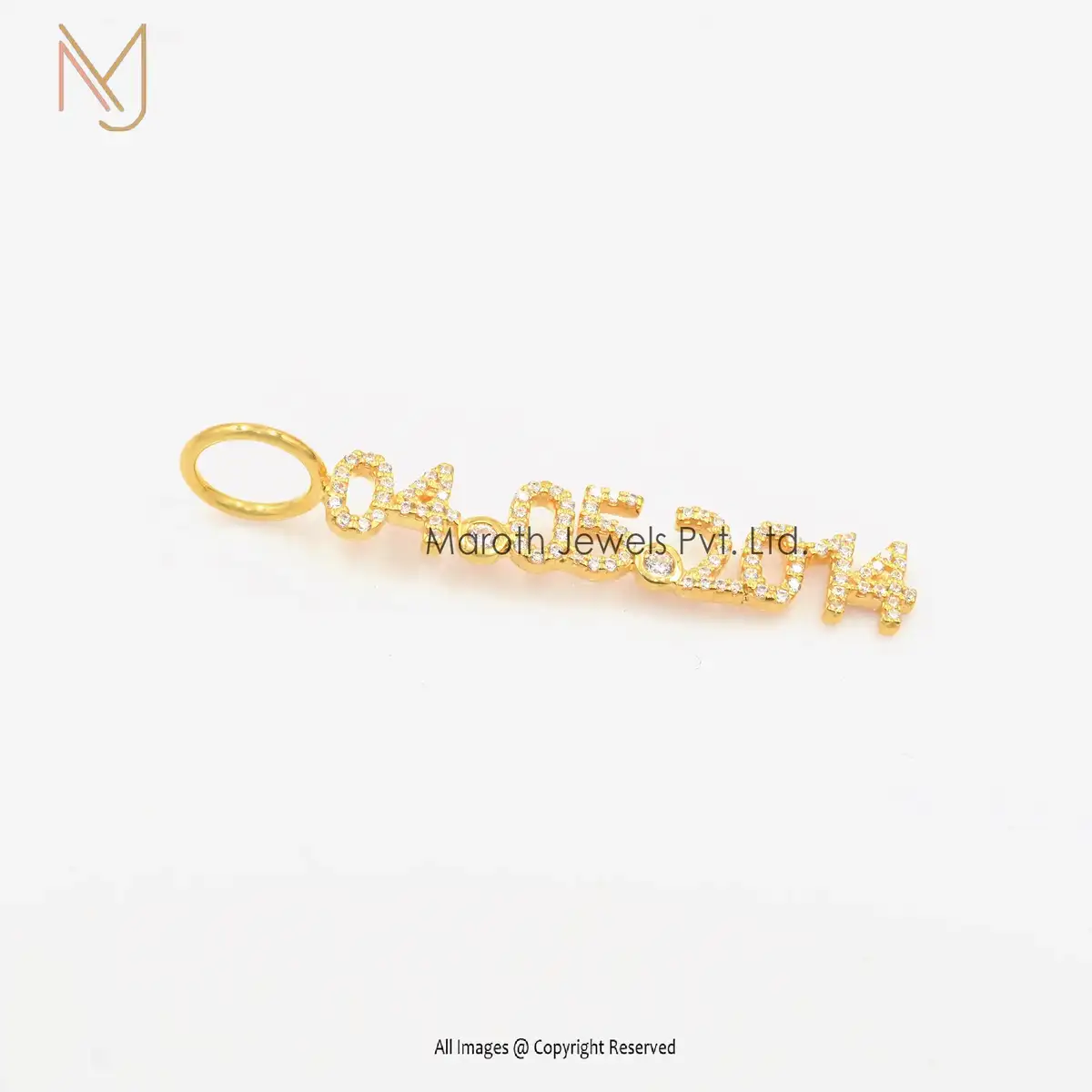 925 Silver Classic Date With Cubic Zircon On Numbers Pendant Custom Jewelry