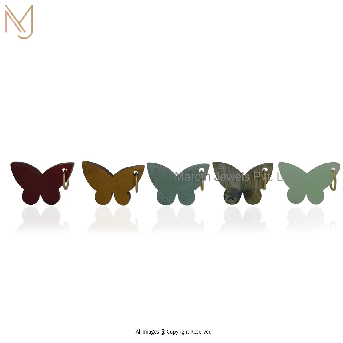 925 Silver Yellow Gold Plated Amazonite Gemstone Butterfly Pendant Manufacturer