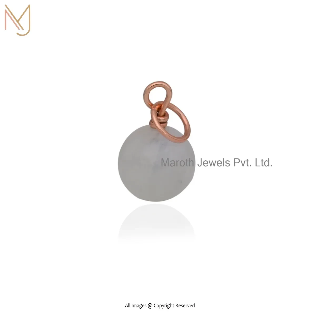 14K Rose Gold Moonstone Gemstone Ball Pendant Manufcaturer