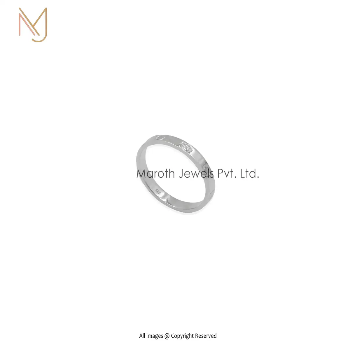 14K White Gold Plated Ring Mirror Finish Custom Jewelry