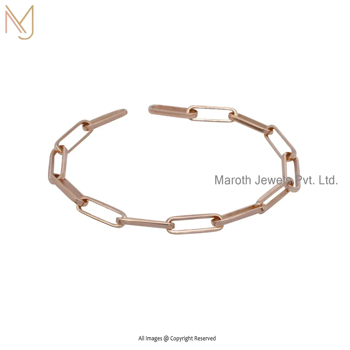 925 Silver Rose Gold Learg Elongated Link Chain Bracelets Manufacturer