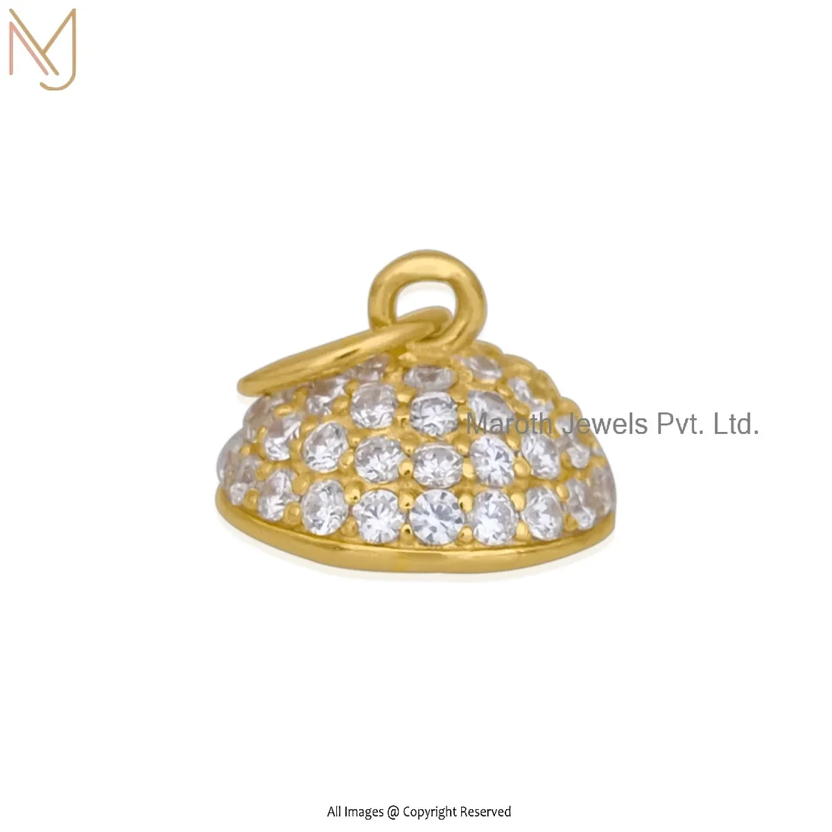 Wholesale 14K Yellow Gold Cubic Zircon & Diamond Disc Pendant Jewelry