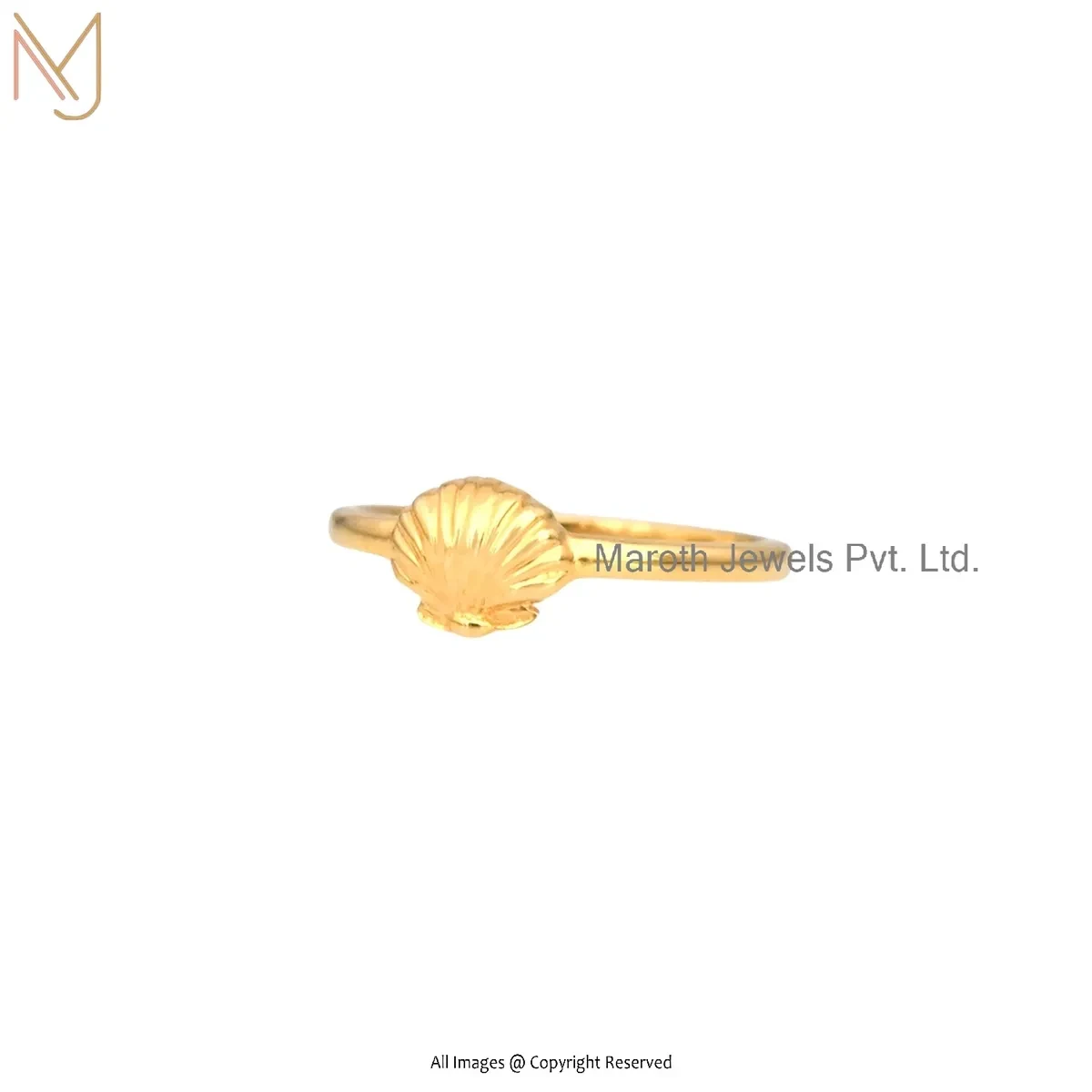 925 Silver Yellow Gold Plated Sea Shell Ring Jewelry Supplier
