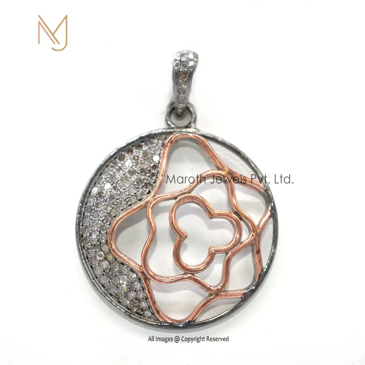 Wholesale 925 Silver Black Rhodium Rose Gold Plated Diamond Pendant Jewelry