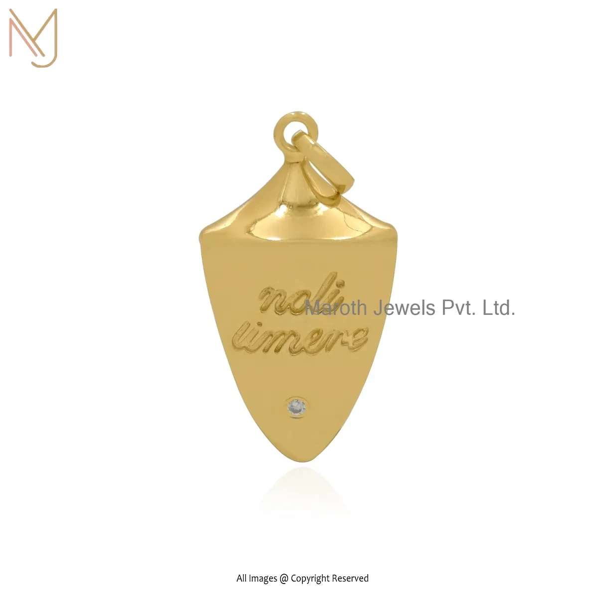 Wholesale 14K Yellow Gold Diamond & Cubic Zircon Initial Charm Pendant