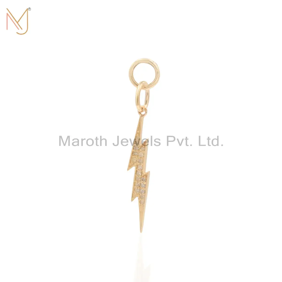 14K Yellow Gold Diamond Lighting Bolt Pendant Custom Jewelry