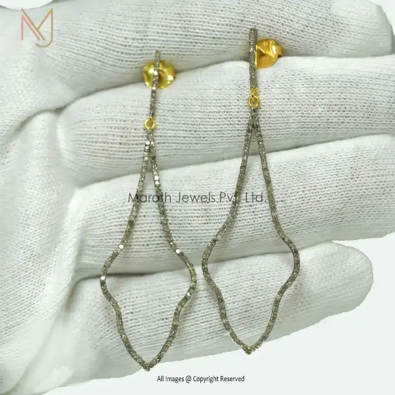 925 Silver Rhodium Yellow Gold Plated Pave Diamond Designer Women Earring Manufacturer